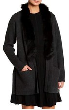 Women's Nwt $595 Milly Dark Gray Genuine Fox Fur Trim Jacket Size M