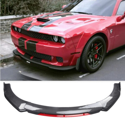 For Dodge Challenger Carbon Car Front Bumper Lip Body Chin Kit Splitter Spoiler