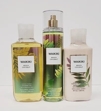 Bath & Body Works - WAIKIKI BEACH COCONUT - 3 pc Set, Lotion, Shower Gel, Mist