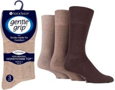 3 Pairs Mens Gentle Grip® Honeycomb Top Soft Non Elastic Diabetic Socks 6-11 UK