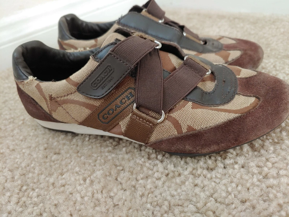 Women s Size 5.5M Kyra Coach Shoes Low Rise Sneakers Brown Straps