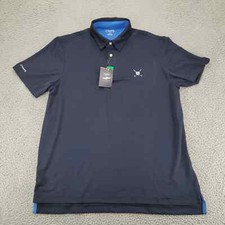 Chaps Golf Shirt Mens Large Blue Stretch Outdoors Golf Polo Short Sleeve Logo