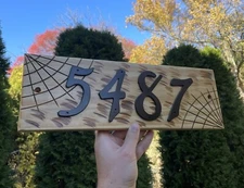 Custom House Number Wood Plate. Personalized Address Sign 5,5x16in 4 Number Sign