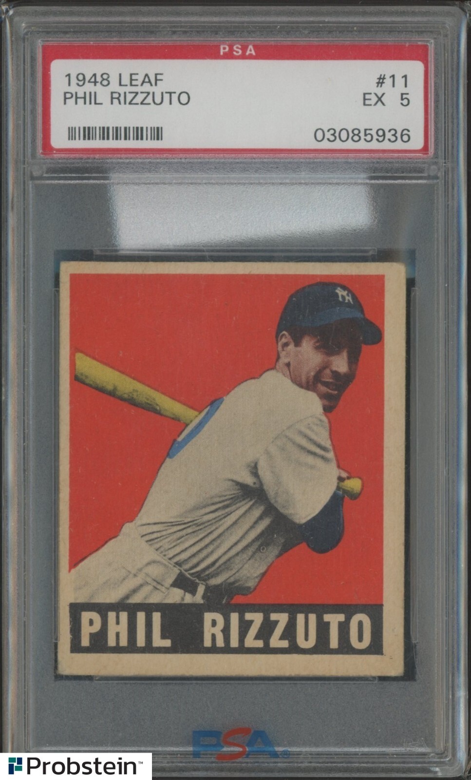 1948 Leaf #11 Phil Rizzuto New York Yankees RC Rookie HOF PSA 5 " LOOKS NICER "