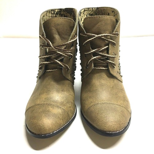 LIBBY EDELMAN Charlie Cappuchino Diamante Metal Tachuelas Botín al Tobillo Zapatos 6.5M NUEVOS - Imagen 3 de 8