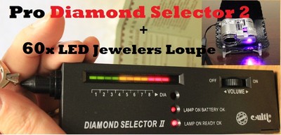 Loupes Magnifier New Diamond Tester Best 60X Clip-On Microscope Magnifier+High Accuracy Professional Jeweler Diamond Tester,for Novice and Expert-9V Battery Included