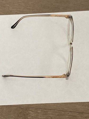 Vtg New Beige Marble Brigitte St. Moritz Plastic & Gold Frame Glasses 58-20-140 - Picture 9 of 11