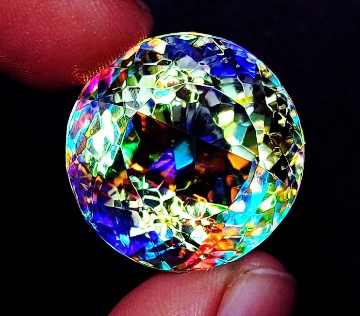 Mystic Quartz Round Shape 49.40 Ct Certified Loose Gemstone With Free Gift - Image 3 of 4