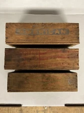 (3) Wood Cheese Boxes: Wisconsin Ole n Sharpe, Kraft Pimento, Mel-O-Bit American