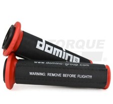Genuine Domino Red & Black A010 Motorcycle Grips with Grip Covers for Oset Bikes