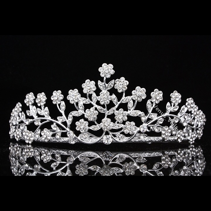 Floral Bridal Headpiece Crystal Rhinestone Prom Wedding Tiara V634