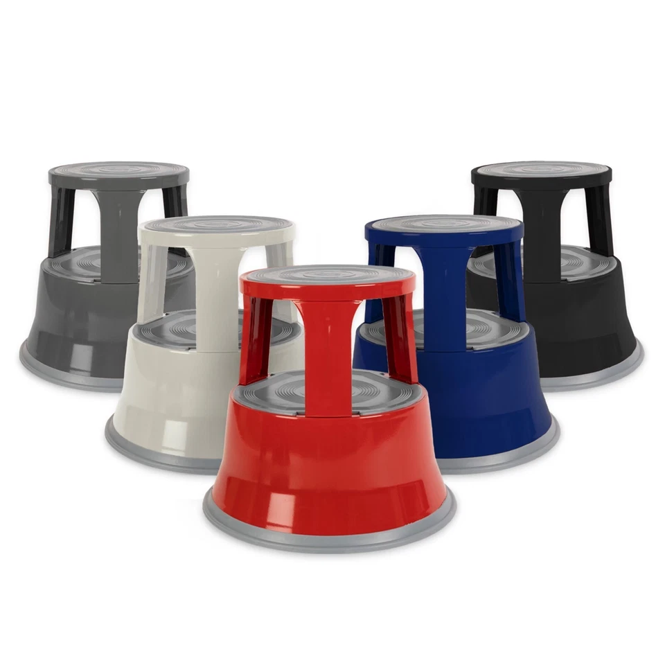 CASA PURA Robuster Tritthocker aus Stahl - Rollhocker Elefantenfuß Rolltritt - TÜV + GS