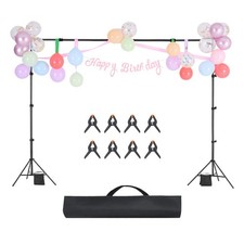 7x10ft Adjustable Backdrop Stand with 3 Crossbars, Portable Photo Studio Frame