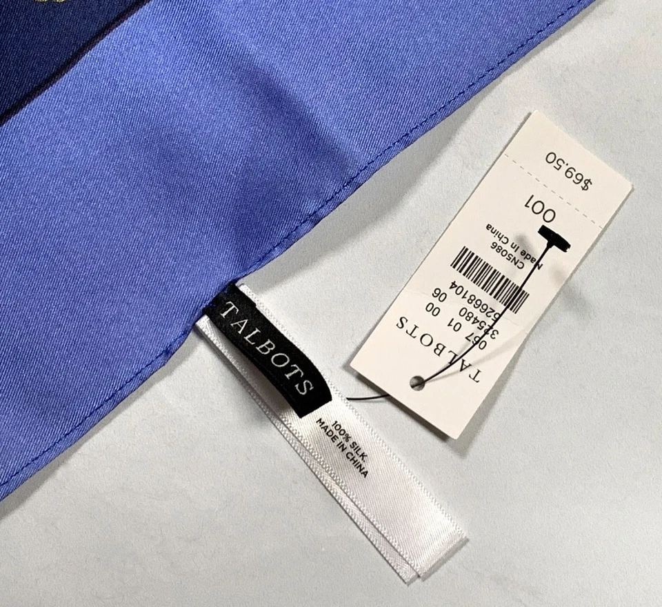 NWT Talbots Blue Nautical Rope Silk Scarf Wrap 33.5" x 33.5" - Image 3 of 3
