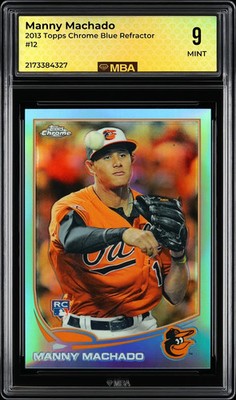 2013 Topps Chrome Manny Machado #12 Blue Refractor /199 MBA 9
