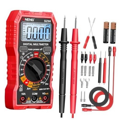  Digital Multimeter Tester Measures AC/DC SZ06 Red (With 16-piece test set)
