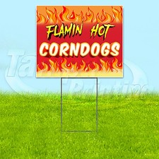 FLAMIN HOT CORNDOGS 18x24 Yard Sign Plastic Corrugated WITH STAKE USA YS00260