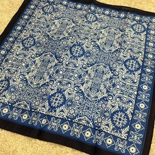 NOS Bandana Lot Of 8 Elephant Trunk Up Cotton RN13962 Indian Blue Pattern 22x22