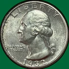 1932 Washington Quarter Silver Choice Almost Uncirculated AU+ Coin #36405