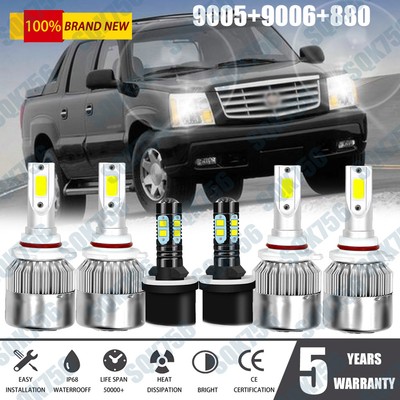 For Cadillac Escalade 2002 6X LED Headlight High Low Beam Fog Lights bulbs Combo