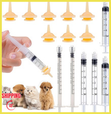 12pcs Kitten Pupply Pet Feeding Silicone Nipple 2pcs Nursing Syringes Reusable