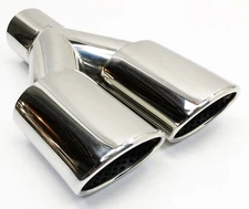 Exhaust Tip 2.50 Inlet Dual 3.00 Oval X 2.50 High Outlets 9.75 In Long Resonated