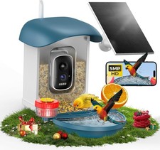 Bird Feeder W/ Camera 5MP Live Video Solar Powered Smart AI Identify Birds