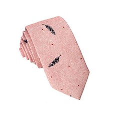 Kebocis Mens Cotton Necktie Skinny Tie for Men Leaves - Pink