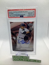 2025 Topps Chrome Black Ichiro Auto Rose Gold Wave /15 PSA 10 AUTO