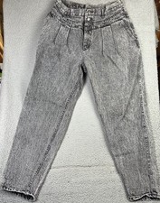 Vintage Lee Jeans Womens 18 Med Black High Rise Tapered Mom High Rise Acid Wash