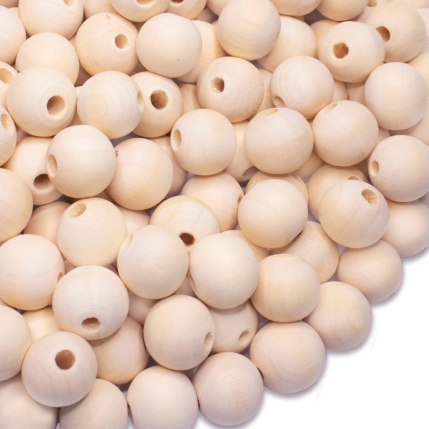 100Pcs Wooden Beads 20Mm Natural round Wood Bead Unfinished Craft Loose Beads fo