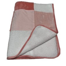 Parent's Choice Baby Blanket Patchwork Coral Pink White Square Fleece Sherpa