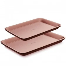 NutriChef 2 Deluxe Non-Stick Metal Kitchen Oven Baking Pans - Brown NC2TRRG