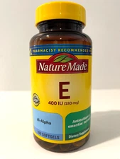Nature Made Vitamin E 400 Iu (180 mg) Dietary Supplement 100 Softgels