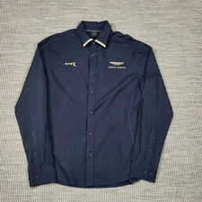 Hackett Aston Martin Racing Shirt Mens Medium Navy Blue Embroidered Logo AMR