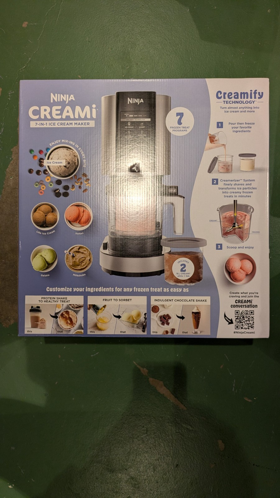 Ninja NC301 CREAMi Ice Cream Maker w/ 7 Programs & 2 Pints Sliver FREE SHIPPING