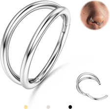 Triple/Double Hoop Nose Ring - 316L Stainless Steel Septum Clicker 16G/18G/20G C