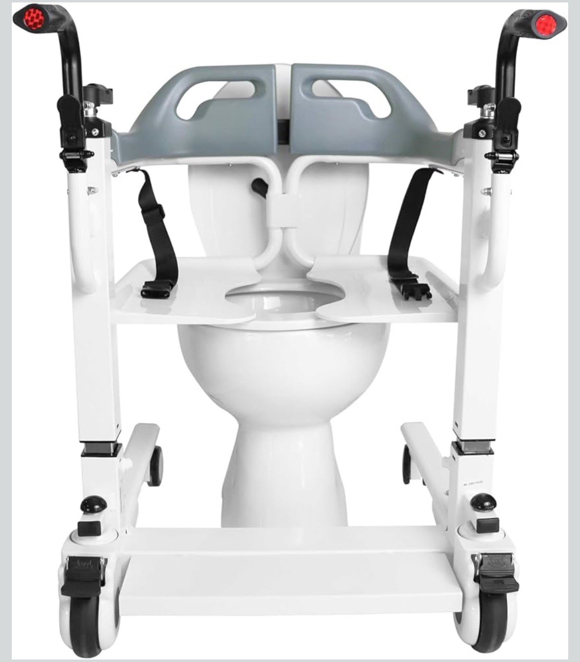 Patient Lift Transfer Chair Bathroom Wheelchair w/ 180° Split Seat and Commode
