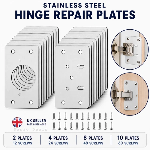 10x Hinge Repair Plate Cabinet Hinge Repair Brackets Kitchen Cupboard Door Kit