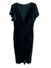 Lauren Ralph Lauren Velvet Dress Flutter-Sleeve Cocktail in Pine Green size 10