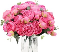 Artificial Peony Flower Silk Peonies Bouquet 4 Bundles Fake Flowers Bulk for Hom