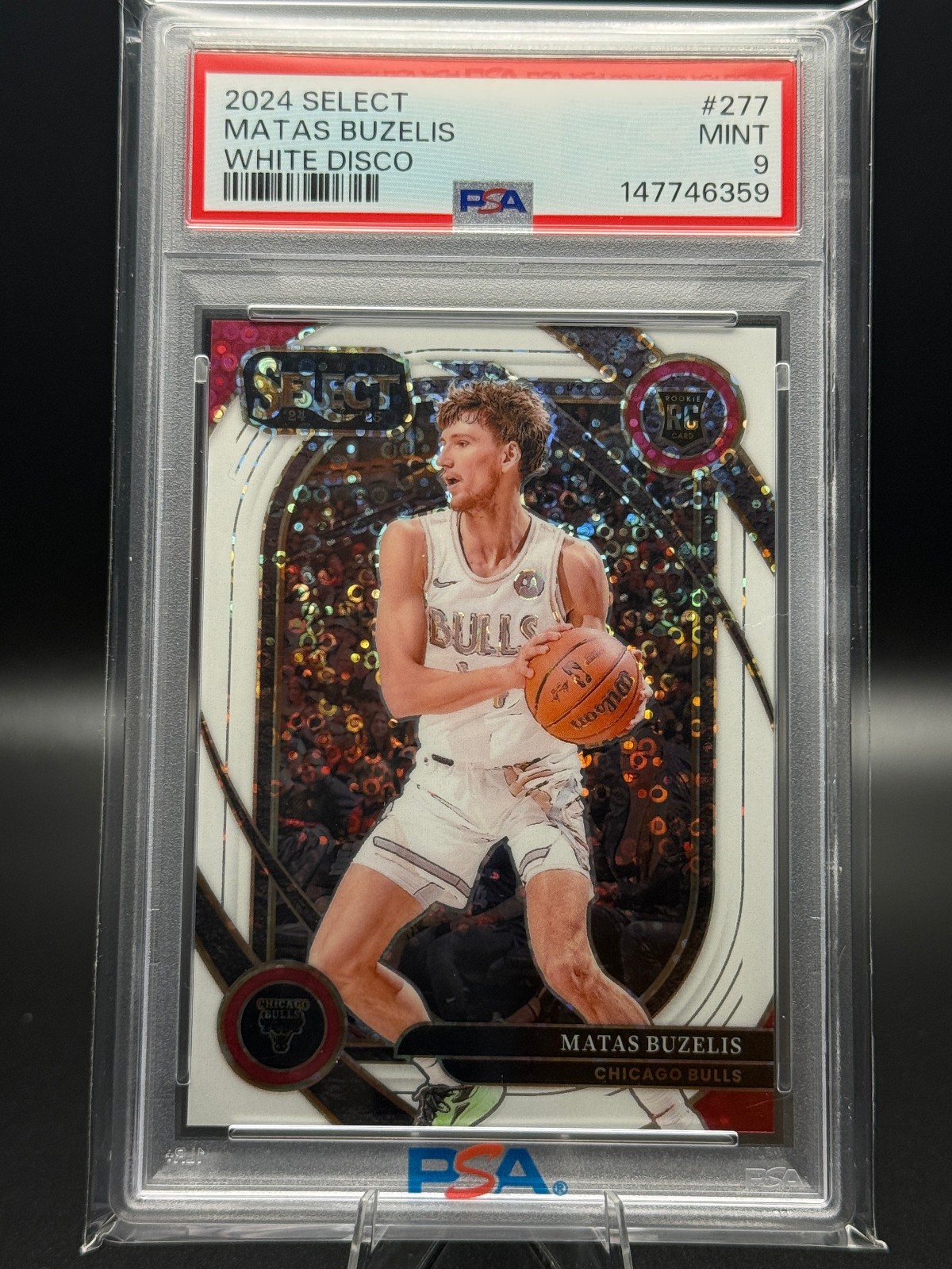 2024-25 Panini Select-Courtside Matas Buzelis #277 White Disco /75 (RC) PSA 9
