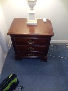 Cherry wood bedroom furniture set with queen bed foundation, optional mattress