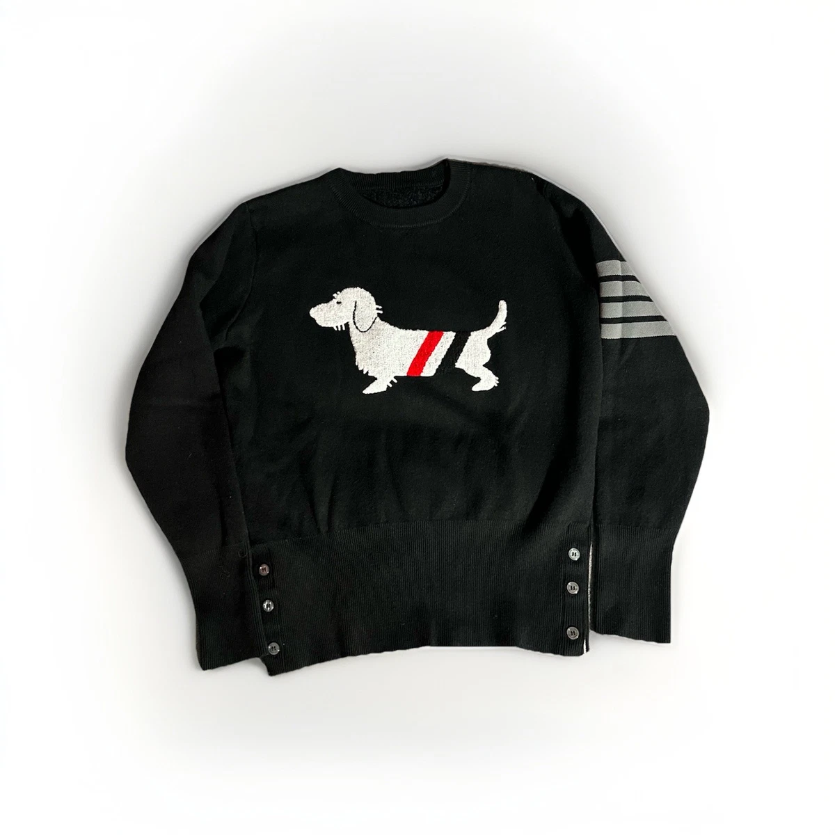 THOM BROWNE 犬柄セーター ブラック 美品 M THOM BROWNE Hector Dog Pullover Sweater Medium Cotton Heavy
