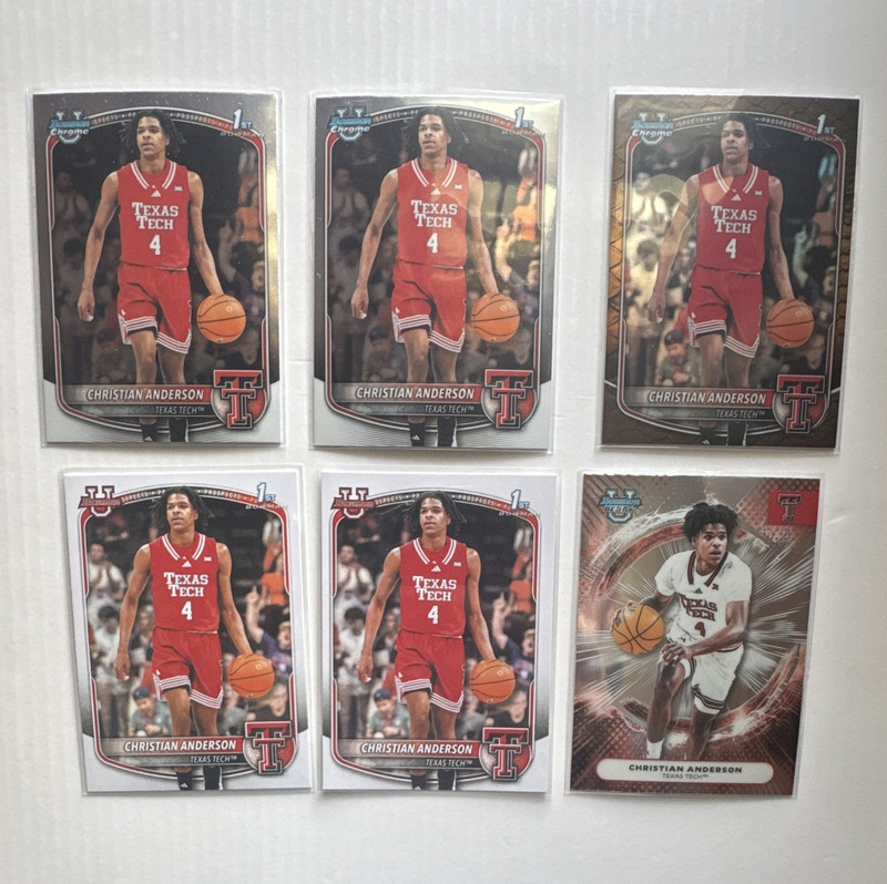 Christian Anderson Topps Bowman Chrome 1st Texas Tech 6 Card Lot 2025-26