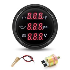 Triple Gauge Set 3in1 Oil Pressure Watertemp  Voltmeter 2" 52mm AUTO Boat...