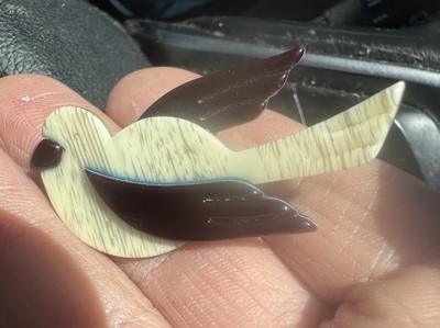 Lea Stein Paris Dove Bird Brooch Pin Vtg