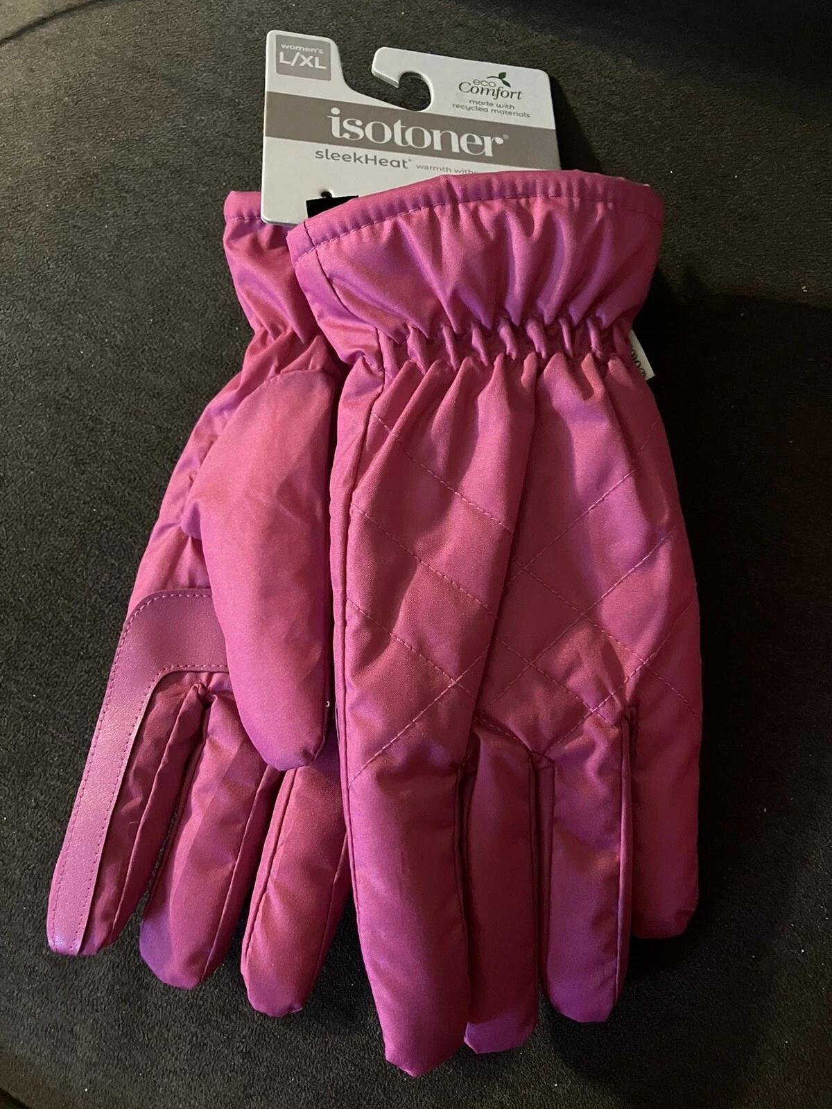 ISOTONER SleekHeat Womens Very Berry smarTouch smartDri Winter Gloves L/XL NWT