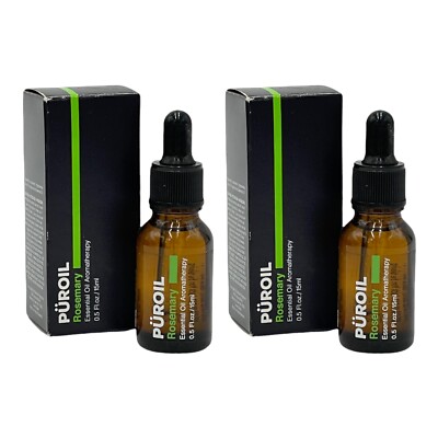 2 Pack Puroil Rosemary Essential Oil Aromatherapy 0.5 oz/15 ml Hair Growth