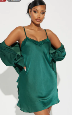 FASHION NOVA Kyla Mini Dress Set Green Satin - Hunter XS RRP45 | eBay UK